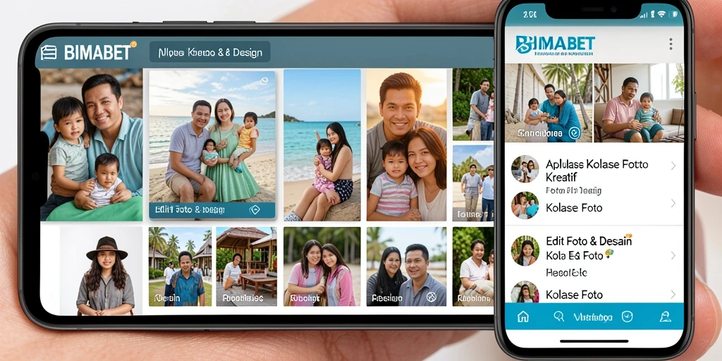 Antarmuka BIMABET yang intuitif untuk membuat kolase foto.