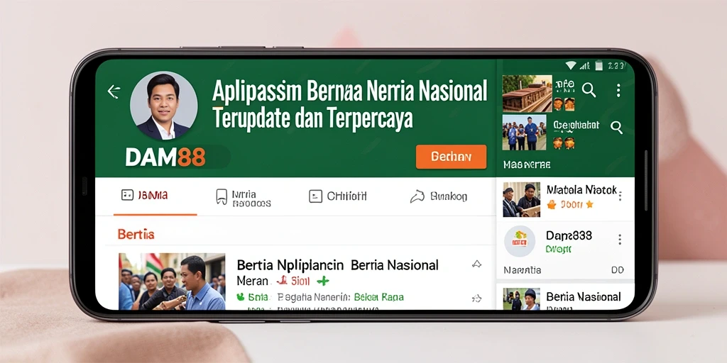 Tampilan antarmuka aplikasi DAM88 dengan berita nasional terupdate.