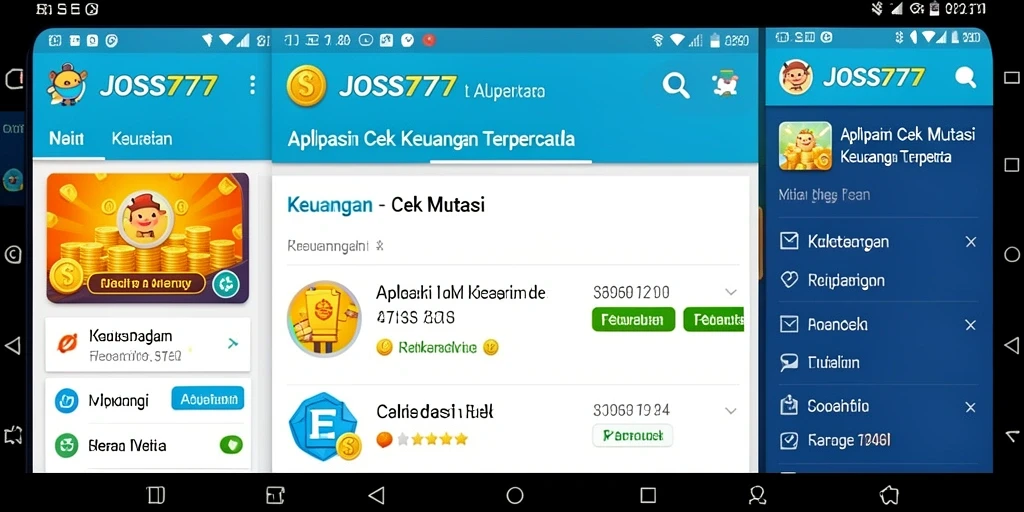 Antarmuka aplikasi JOSS777 yang sederhana dan informatif.