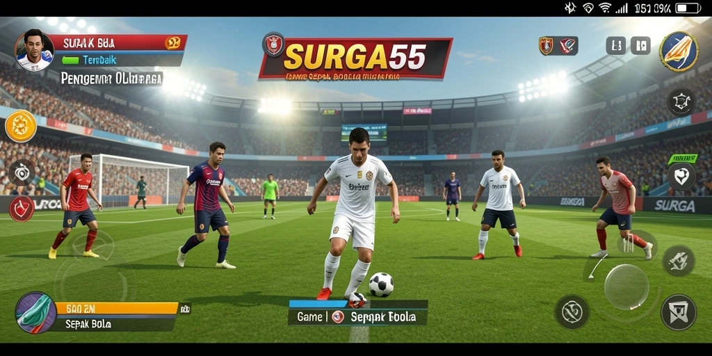 Tampilan antarmuka <strong>SURGA55</strong> yang menawan dengan grafik sepak bola yang memukau.